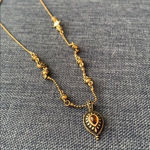 Lucky Brand Gold Brass Necklace with Chain Detail